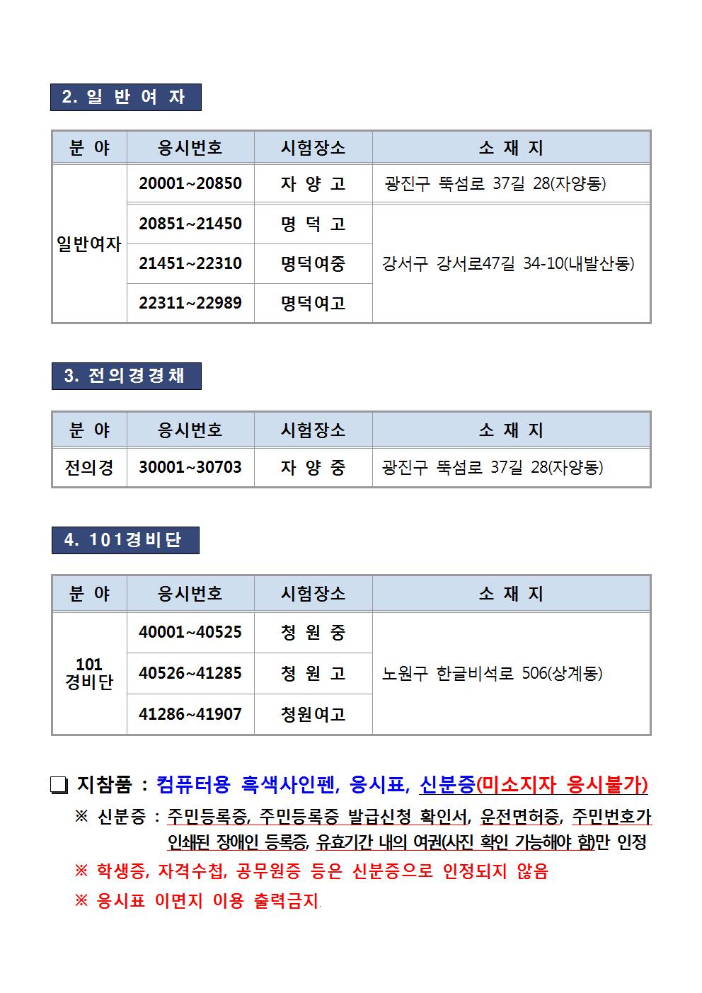 서울청 2019년 1차 순경채용 필기시험 응시자 유의사항 및 장소 안내005.jpg